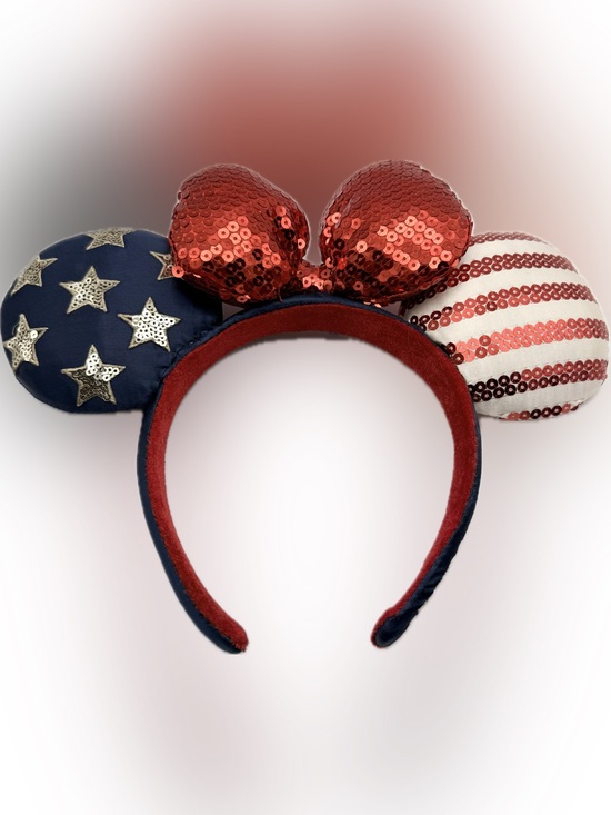 Disney Accessories - Disney Parks Americana Patriotic Minnie Mouse Stars & Stripes Sequin Adult Ears